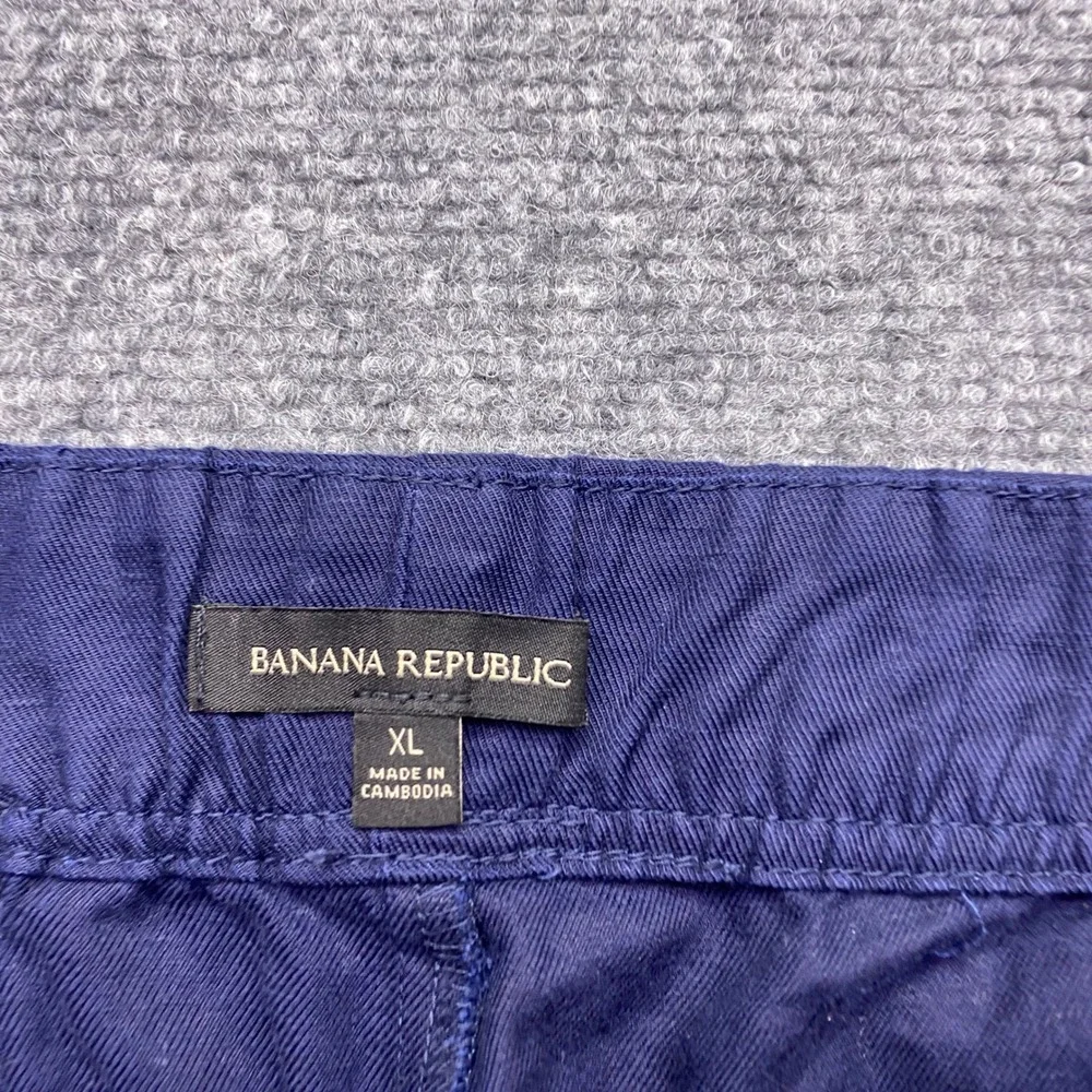 Banana Republic Navy Blue Linen Lyocell Blend Elastic Waist Pants XL Boho Preppy